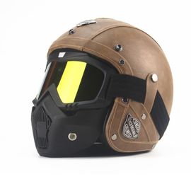 Jackallo Casque de Moto /à Visage Ouvert Casque R/étro Universel /à 3 Boutons-Pression Visi/ère Coupe-Vent Bouclier Solaire Demi-Visage Casques de Moto Visi/ère