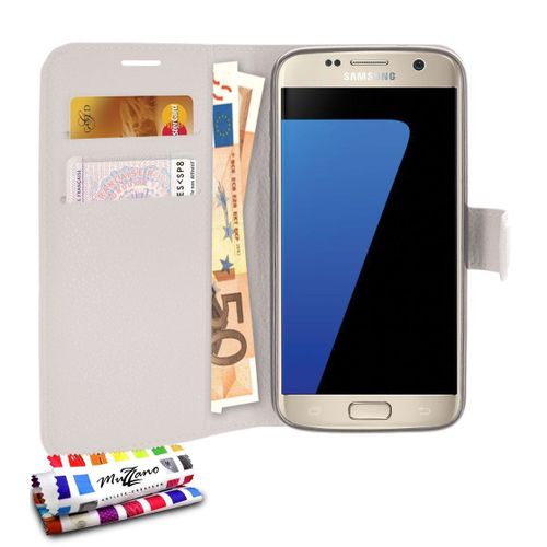 Etui A Rabat Samsung Galaxy S7 Edge Folio Blanc Eco-Cuir (Pu)