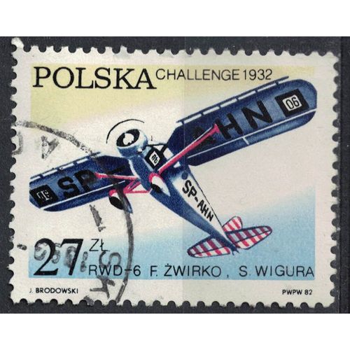 Pologne 1982 Oblitéré Used Rwd-6 Avion De Sport Polonais Monoplan À Aile Haute Su