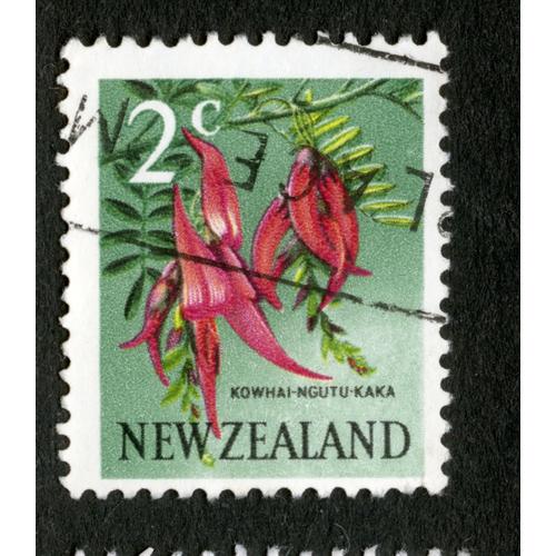 Timbre Oblitéré New Zealand, Kowhai-Ngutu-Kaka, 2c