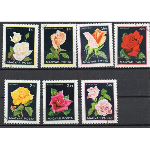 Hongrie- Série De 7 Timbres Oblitérés- Roses