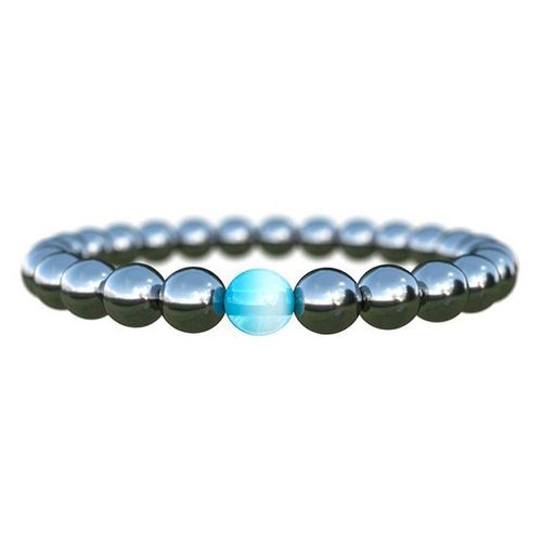 Shop Story - Bracelet Minceur Hématite Favorise LÉnergie Vitale Vous Accompagne Dans Votre Perte De Poids Avec Perle D'opale Bleue