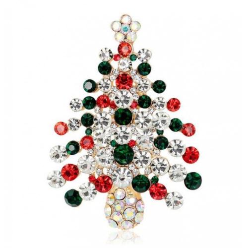 Broche Grand Sapin De Noel Strass Blanc 6x4 Cm Femme Pin Up Retro