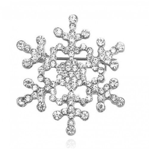 Broche Flocon De Neige Strass Blanc 4 Cm Femme Pin Up Retro
