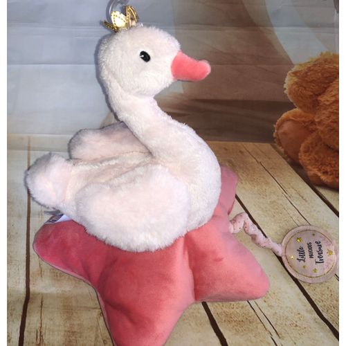 Doudou Peluche Boite A Musique Little Precious Treasure Tex Baby Cygne Rose Etoile Couronne Or Roi Oiseau Bebe Naissance