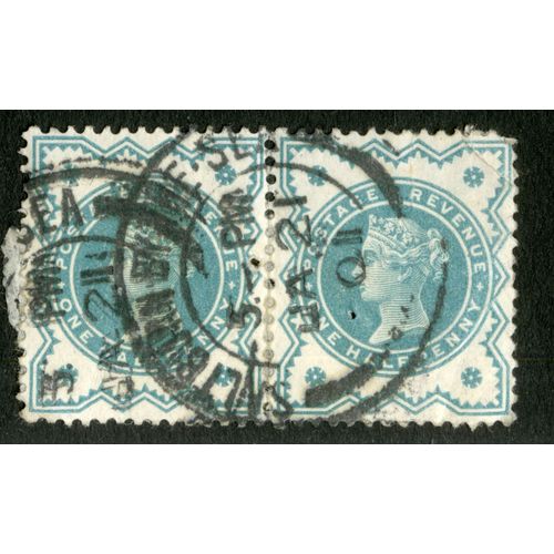 Deux Timbres Postage Revenue, One Half Penny