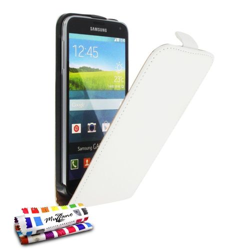 Etui A Rabat Samsung Galaxy S5 Open Flip Blanc Eco-Cuir (Pu)