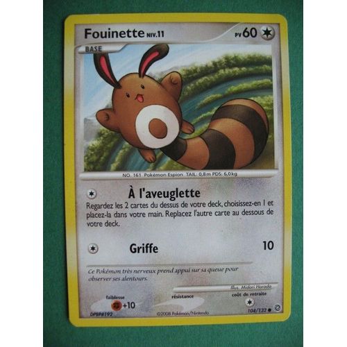 Carte Pokemon - Fouinette - 104/132 - Diamant Et Perle - Merveilles Secrètes - 2008 - M2