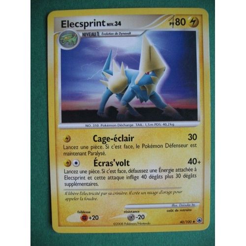 Carte Pokemon - Elecsprint - 40/100 - Diamant Et Perle - Aube Majestureuse - 2008 - M2