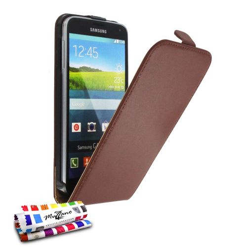 Etui A Rabat Samsung Galaxy S5 Open Flip Marron Eco-Cuir (Pu)