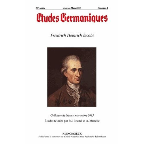Etudes Germaniques - N1/2015: Friedrich Heinrich Jacobi