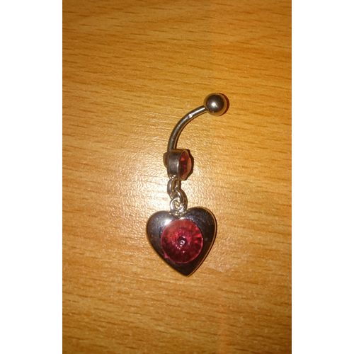 Piercing Nombril Coeur Strass Rose Neuf