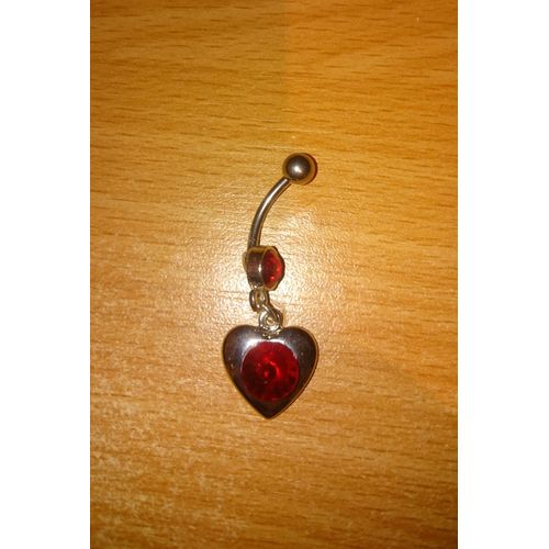 Piercing Nombril Coeur Strass Rouge Neuf