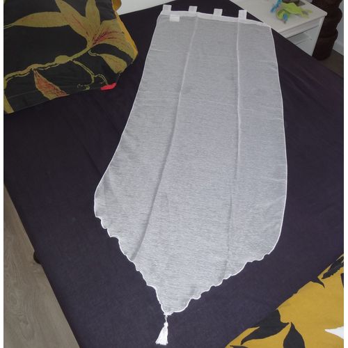 Vitrage Blanc Avec Pompon 160x60