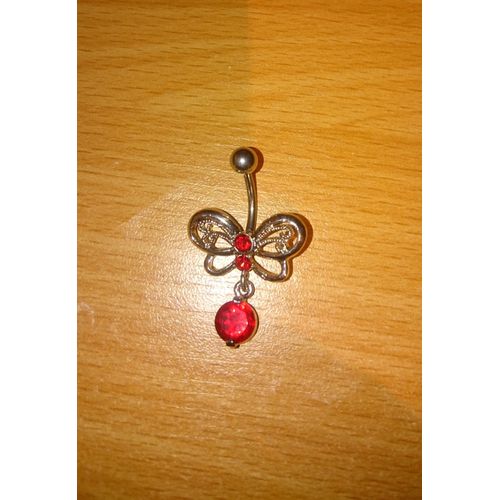Piercing Nombril Libellule Strass Rouge Neuf