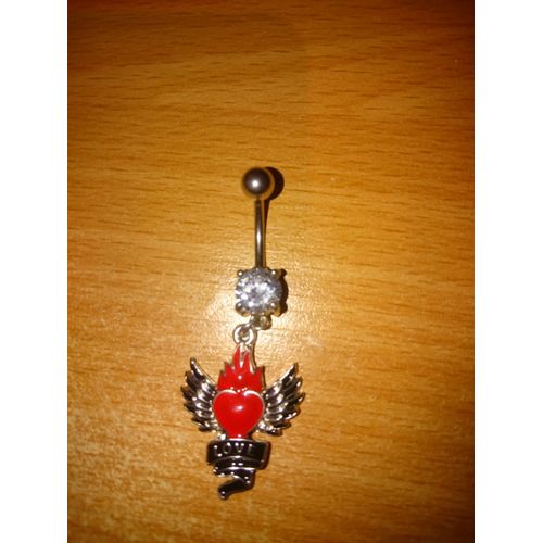 Piercing Nombril Luxe Coeur Rouge Strass Neuf