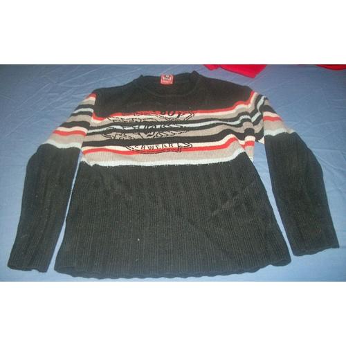 Pull Noir A Rayures Tony Boy Taille 10 Ans