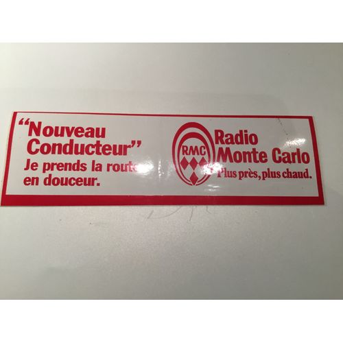 Autocollant Rmc Radio Monte Carlo Nouveau Conducteur Je Prends La Route En Douceur