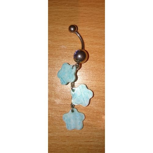 Piercing Nombril Luxe Triple Fleur Bleu Neuf