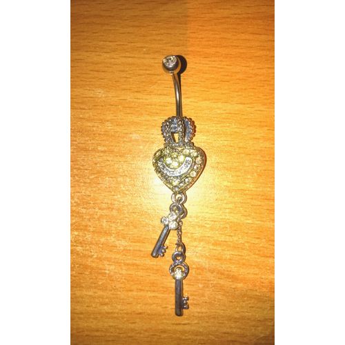 Piercing Nombril Luxe Coeur Pendant Strass Neuf
