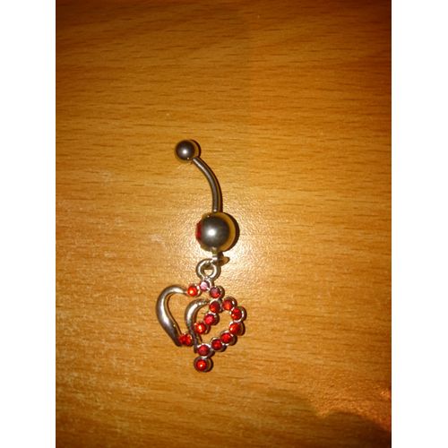 Piercing Nombril Luxe Double Coeur Strass Neuf