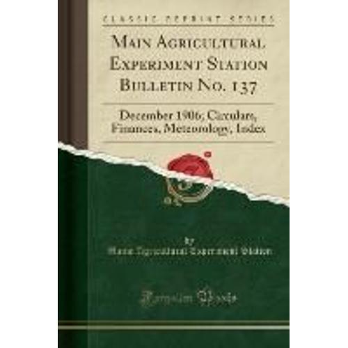 Station, M: Main Agricultural Experiment Station Bulletin No