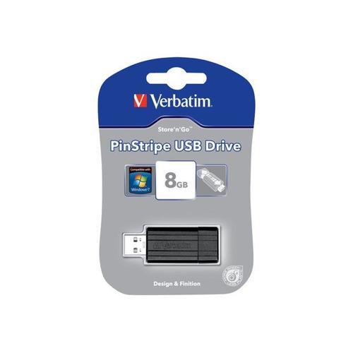 Verbatim PinStripe USB Drive - Clé USB - 8 Go - USB 2.0 - noir