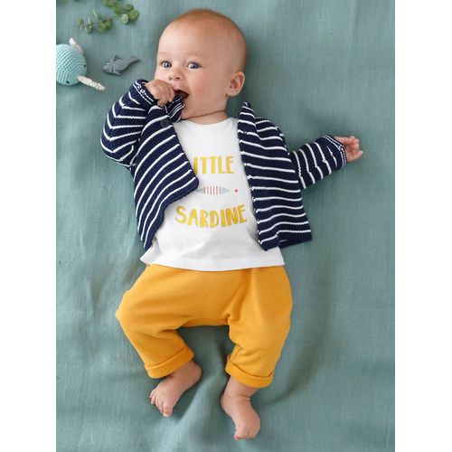 Gilet À Capuche Zippé - Marine Rayé (Vertbaudet)
