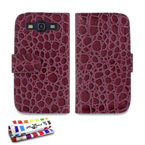 Etui A Rabat Samsung Galaxy S3 Croco Chic Violet Eco-Cuir (Pu)
