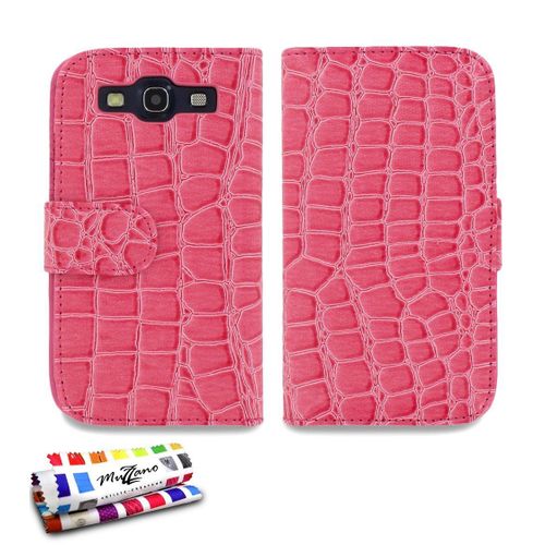 Etui A Rabat Samsung Galaxy S3 Croco Chic Rose Eco-Cuir (Pu)