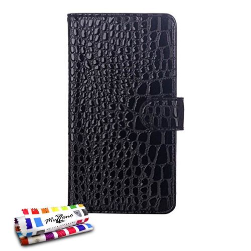 Etui A Rabat Samsung Galaxy Note 4 Croco Chic Noir Eco-Cuir (Pu)