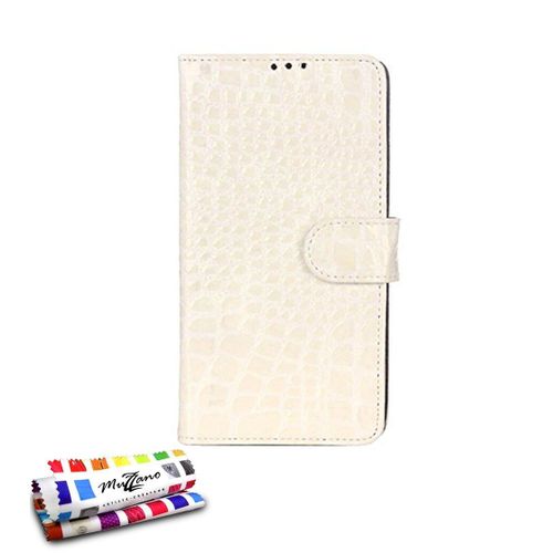 Etui A Rabat Samsung Galaxy Note 4 Croco Chic Blanc Eco-Cuir (Pu)