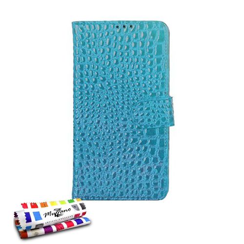 Etui A Rabat Samsung Galaxy Note 4 Croco Chic Bleu Eco-Cuir (Pu)