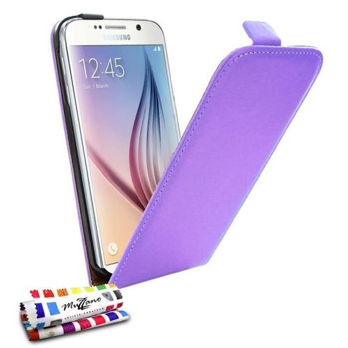 Etui A Rabat Samsung Galaxy S6 Open Flip Violet Eco-Cuir (Pu)