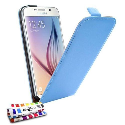 Etui A Rabat Samsung Galaxy S6 Open Flip Bleu Eco-Cuir (Pu)