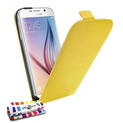 Etui A Rabat Samsung Galaxy S6 Open Flip Jaune Eco-Cuir (Pu)