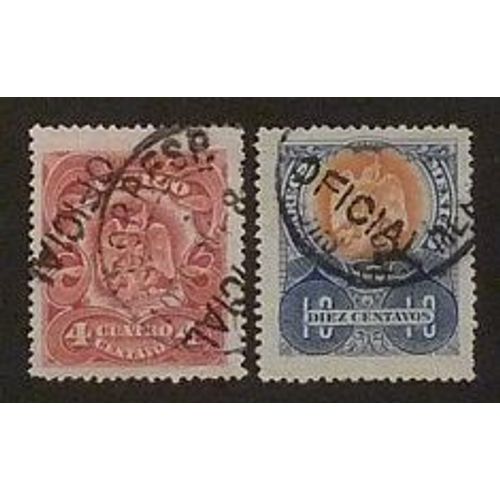 Mexique Service Oblitéré Y Et T N° 32 34 Lot De 2 Timbres De 1903