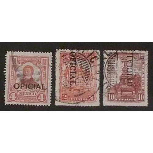 Mexique Service Oblitéré Y Et T N° 46 114 119 Lot De 3 Timbres De 1911-25