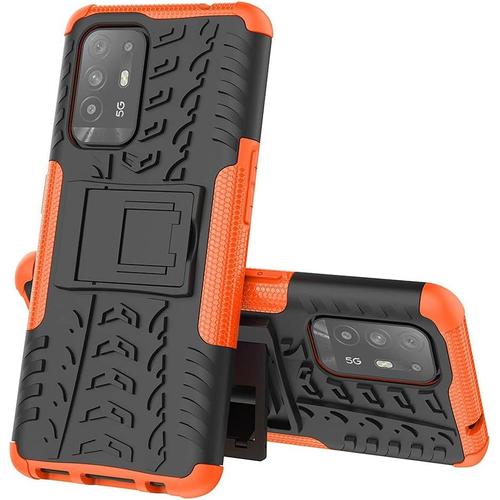 Coque Pour Oppo A94 5g, Étui De Protection Complète En Tpu+Pc Antichoc, Case Cover Avec Invisible Bracket Et Support Série Armor Housse Pour Oppo A94 5g-Orange