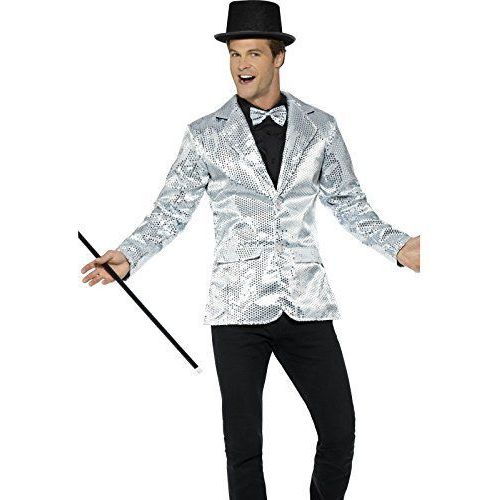 Veste Disco Argent À Sequins Luxe Homme Medium