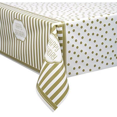 Nappe Plastique Anniversaire Dore 137 X 213 Cm Taille Unique Rakuten