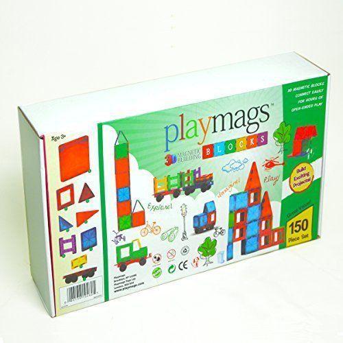 Playmags 150 + 18 Piece Set: Now With Stronger Magnets, Sturdy, Super Durable With Vivid Clear Color Tiles. 18 Piece Clickins Accessories To Enhance Your Creativity