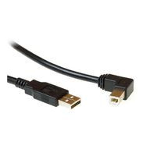 MicroConnect - Câble USB - USB type B (M) pour USB (M) - USB 2.0 - 2 m - connecteur à angle droit