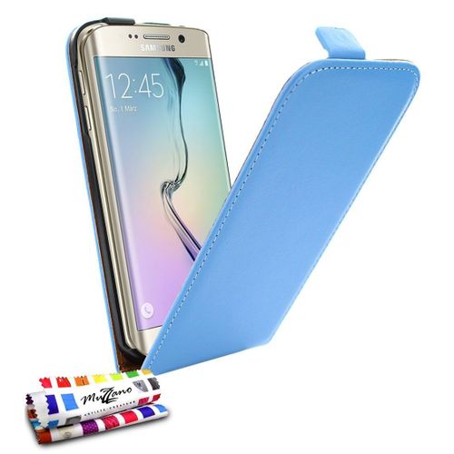 Etui A Rabat Samsung Galaxy S6 Edge Open Flip Bleu Eco-Cuir (Pu)