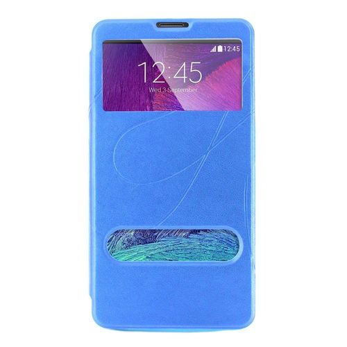 Etui A Rabat Samsung Galaxy Note 4 Clap Touch Bleu Eco-Cuir (Pu)