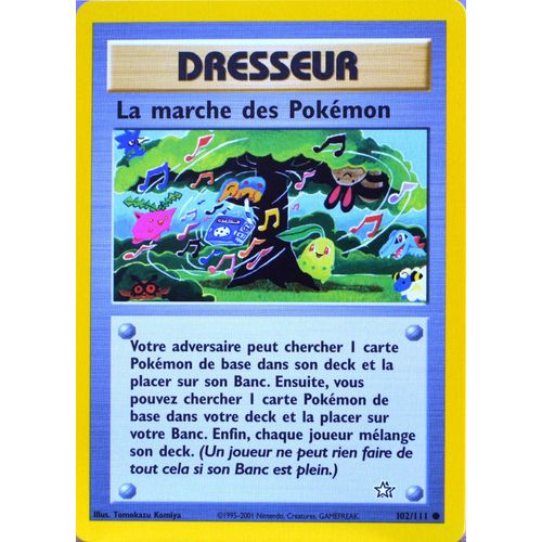 Carte Pokémon 102/111 La Marche Des Pokémon Dresseur Neo Genesis (2001) Neuf Fr