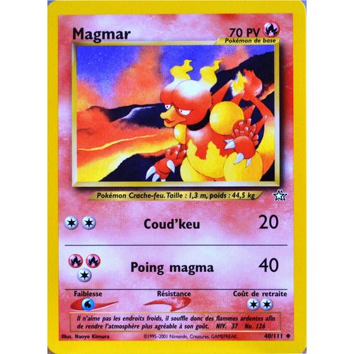 Carte Pokémon 40/111 Magmar 70 Pv Neo Genesis (2001)