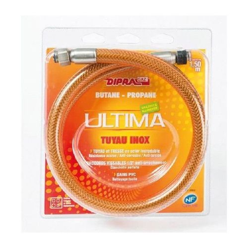 DIPRA Flexible inox vitagaz butane/propane NF 1.5m - écrous 20/150 - Durée illimitée