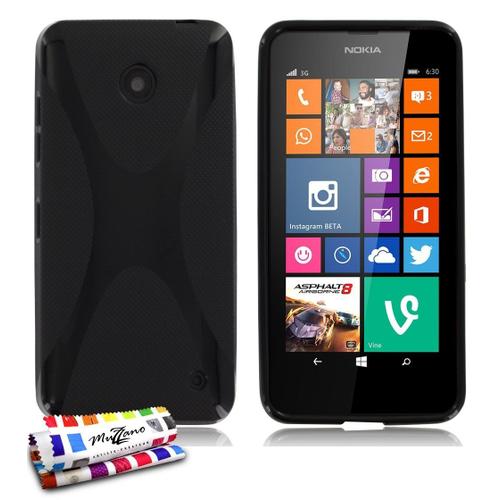 Coque Nokia Lumia 630 / 635 " Le X " Noir Silicone Souple (Tpu)