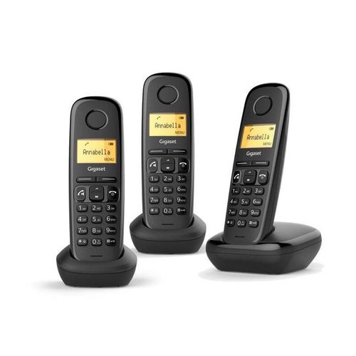 Gigaset A270 Trio - Téléphone sans fil avec ID d'appelant - DECTGAP - noir + 2 combinés supplémentaires